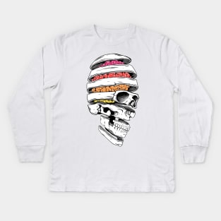 Sliced And Diced, Vibrant Skull Design. Kids Long Sleeve T-Shirt